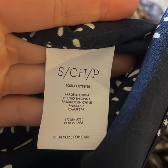 CAbi Wish Top #5215 Navy Blue White Dandelion Print Peplum Back - Picture 6 of 6